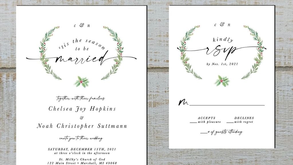 Elegant Winter Wedding Invitations