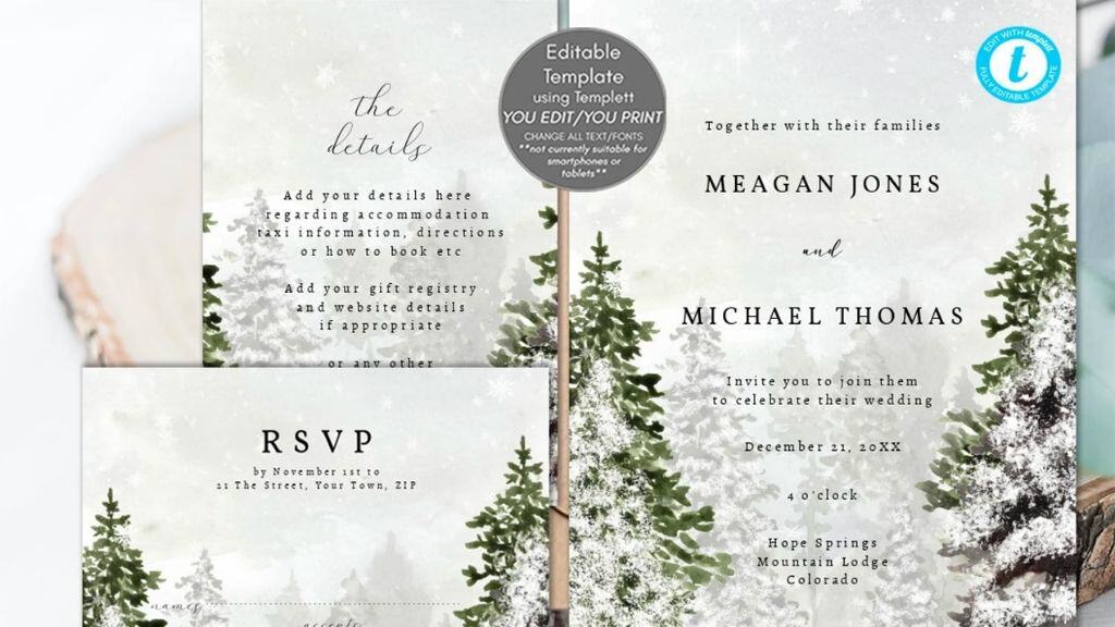 Christmas Walk in Nature Wedding Invitation