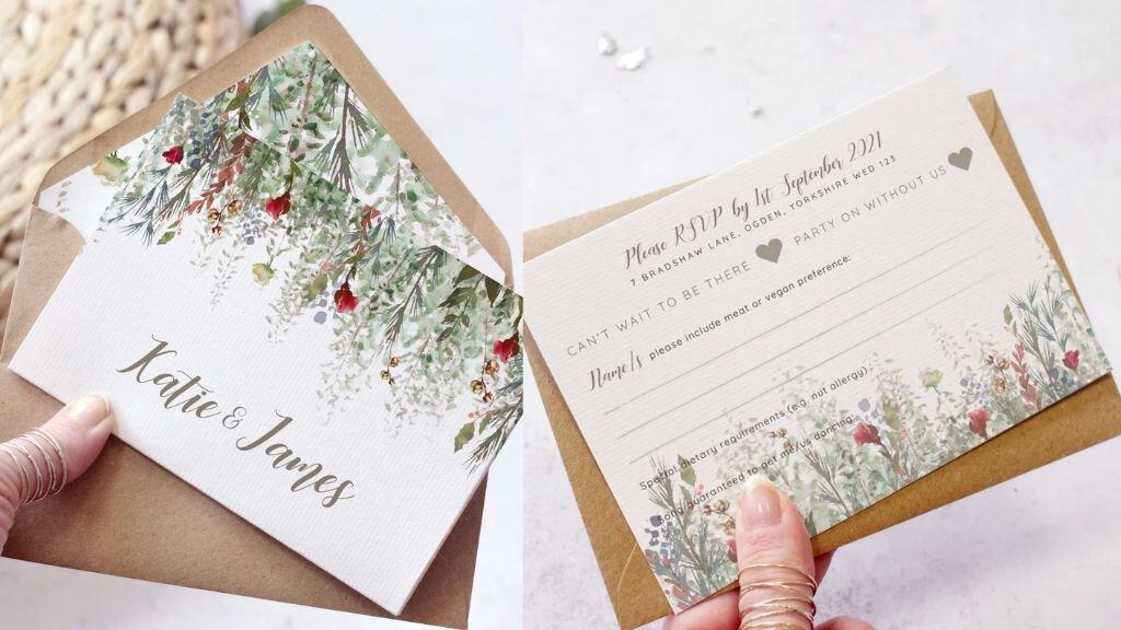 Whimsical Noel Red Concertina Wedding Invite