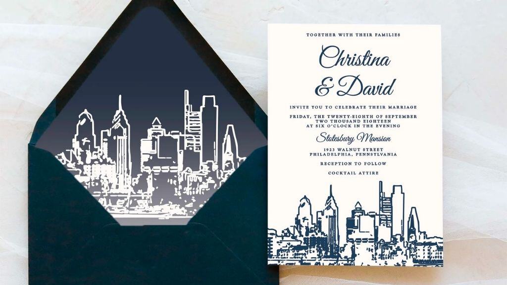 Philadelphia Skyline Wedding Invitation Suite