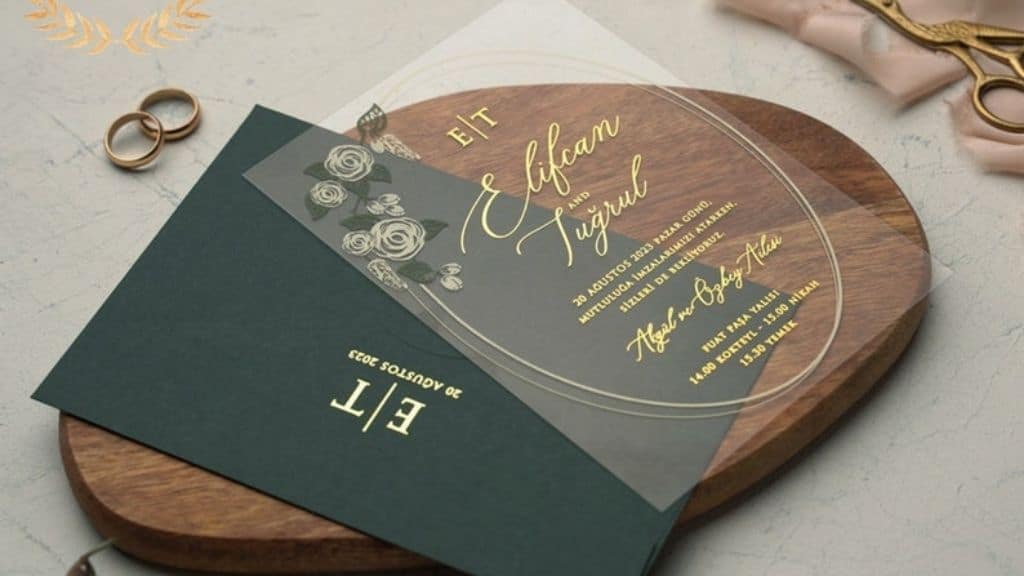 Clear Acrylic Floral Wedding Invitations