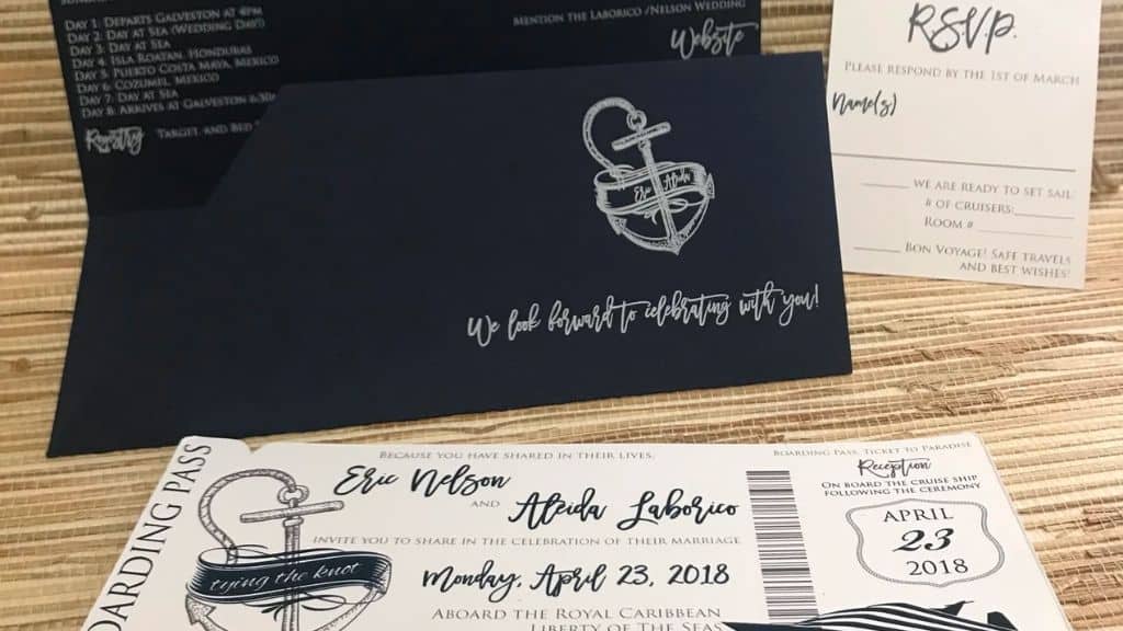 White Navy Cruise Boarding Pass Invitation