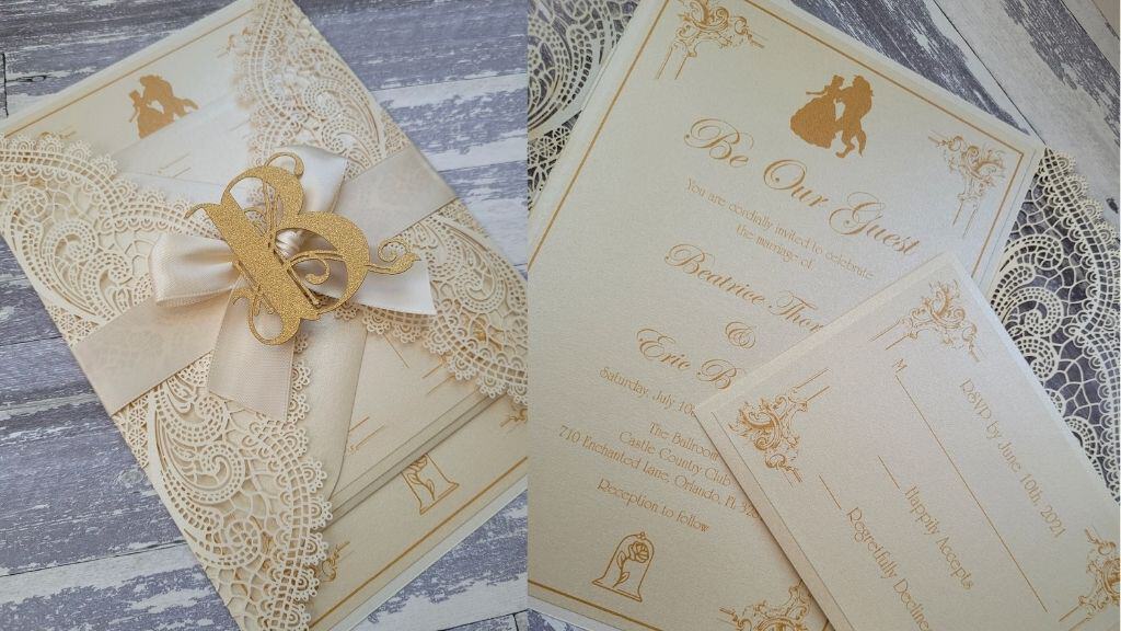 Beauty & The Beast Handmade Wedding Invitation
