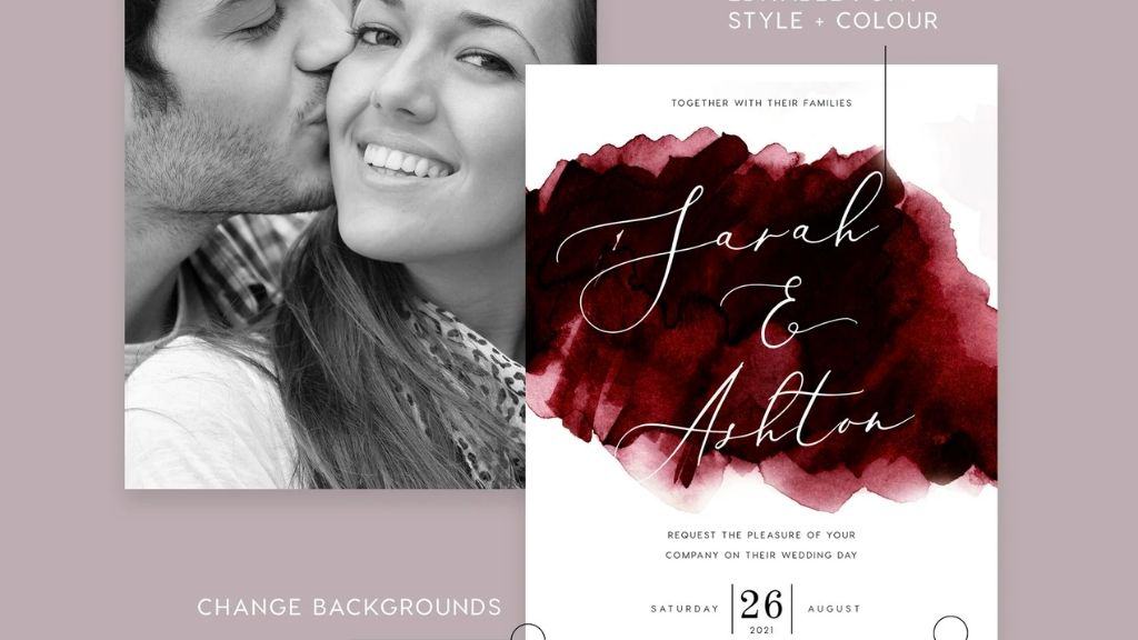 Burgundy Wedding Invitation Template