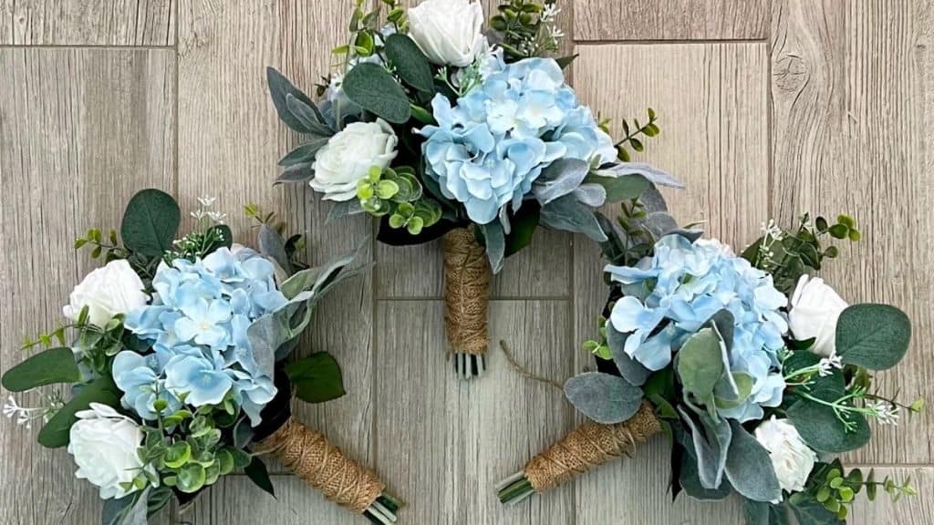 Dusty Blue Hydrangea Bridesmaids Bouquet