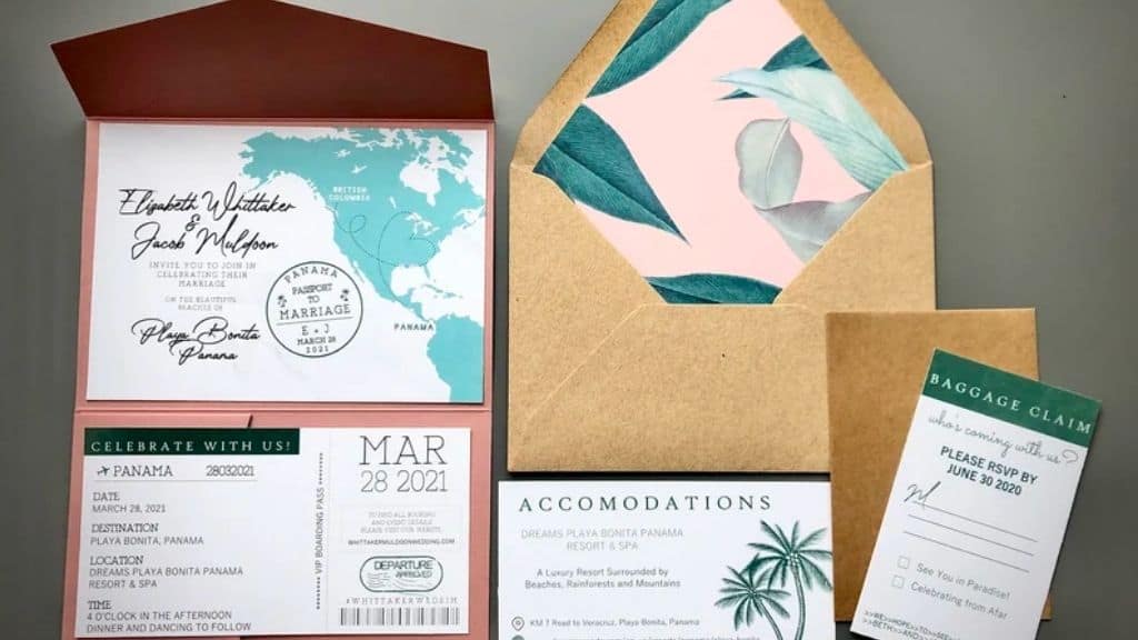 Destination Wedding Invitation Suite with Boarding Pass