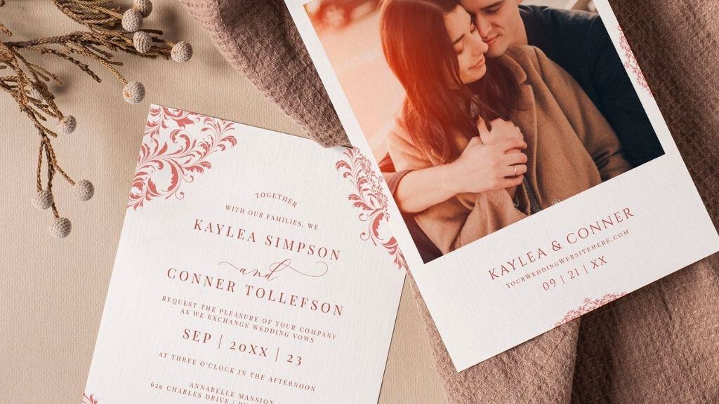 Vintage Rose Gold Wedding Invitations