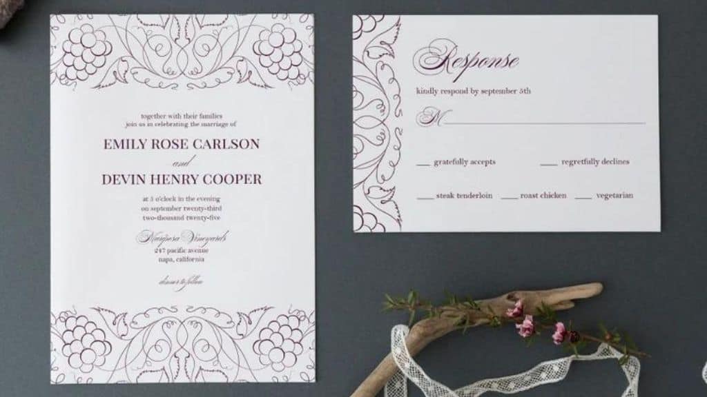 Vineyard Wedding Invitation & Response Card