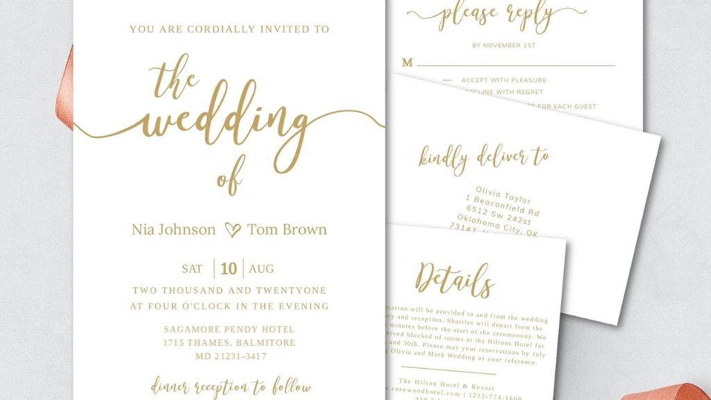 Gold Editable Wedding Invitation Template