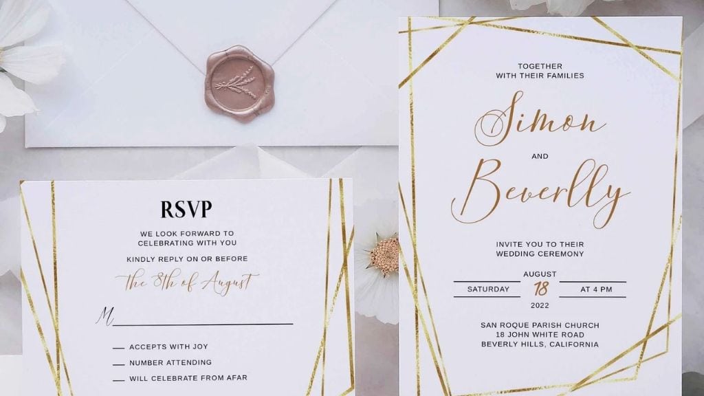 Gold Wedding Invitation Template Set