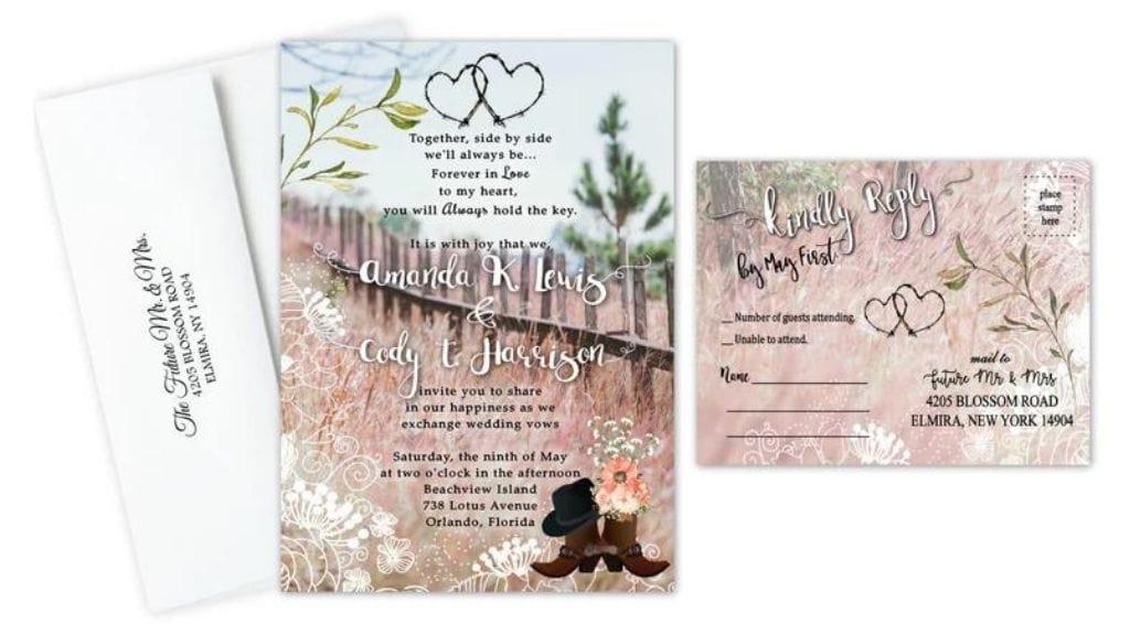 Rustic Heart Cowboy Wedding Invitations