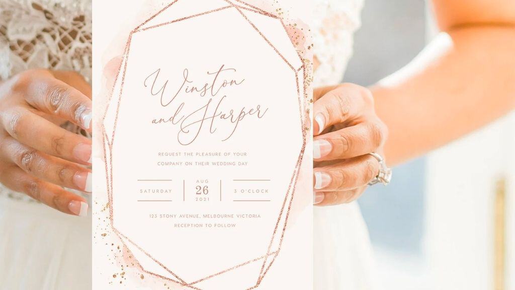 Rose Gold Wedding Invitation Template