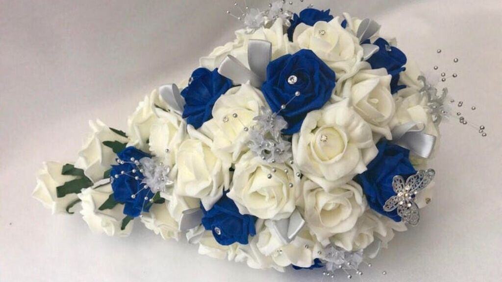Artificial Wedding Bouquet with Silver Accents