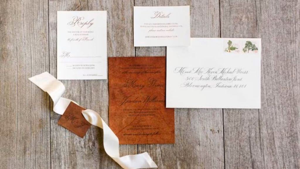 Genuine Leather Laser Engraved Wedding Invitation