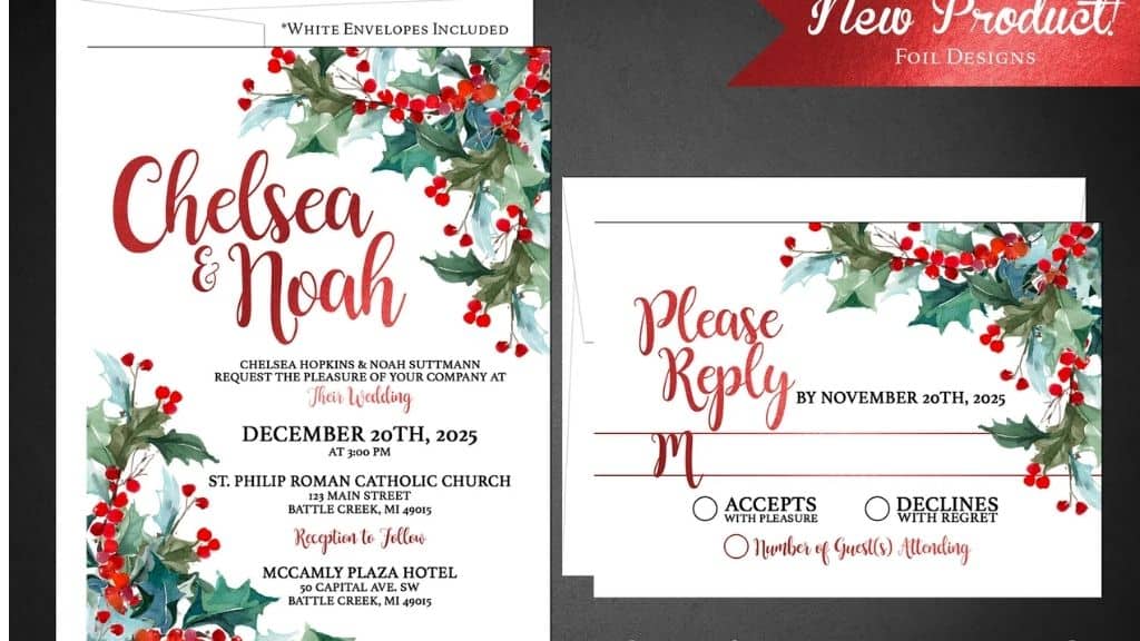 Luxurious Customizable Christmas Wedding Invitation