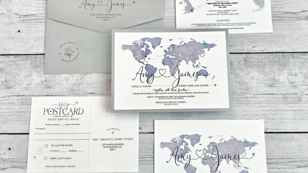 Travel Map Wedding Invitations