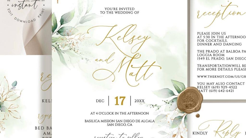 Minimalist Greenery Wedding Invitation