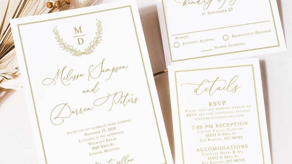 Gold Monogram Wedding Invitation Suite