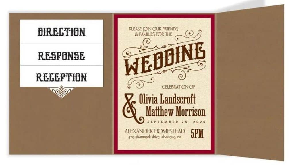 Old West Folio Pocket Wedding Invitation