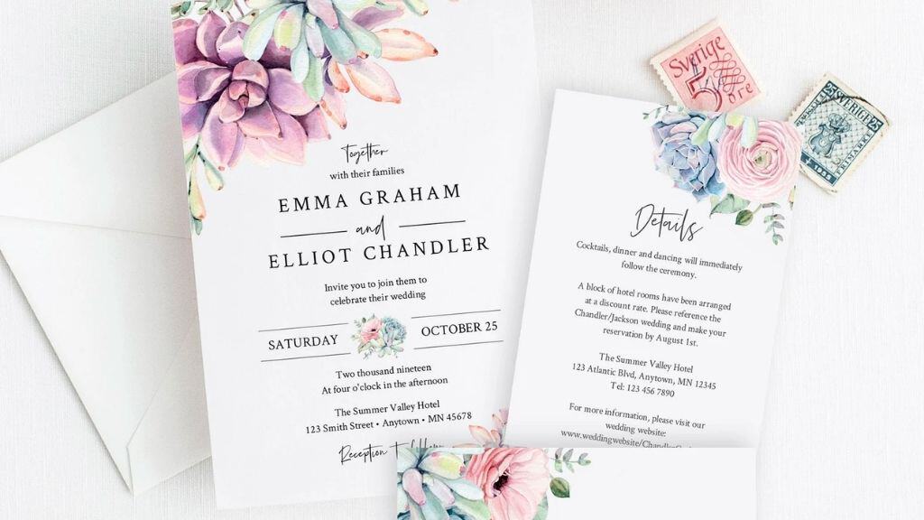 Lilac Green Succulent Wedding Invitation
