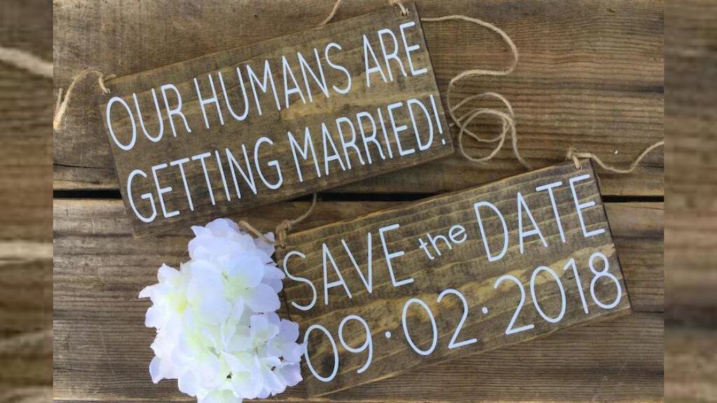 Our Humans Are Getting Married Wooden Sign
