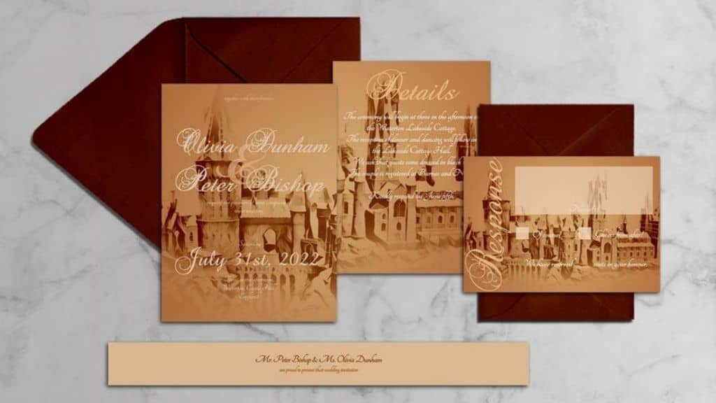 Puzzle Castle Wedding Invitation Suite