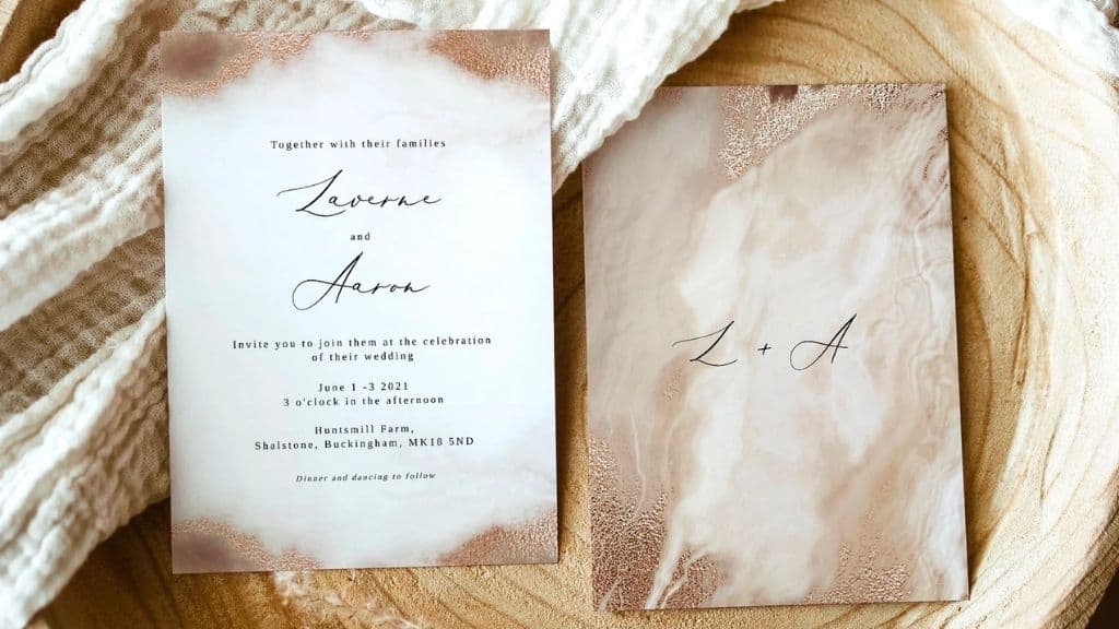 Rose Gold Abstract Wedding Invitation