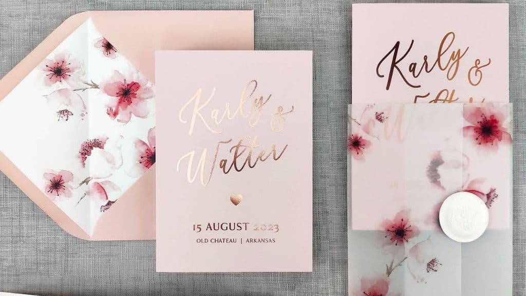 Rose Gold Floral Luxury Folding Wedding Invitations