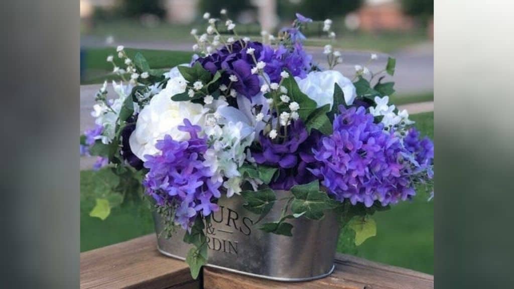 Purple and White Decorative Centerpiece