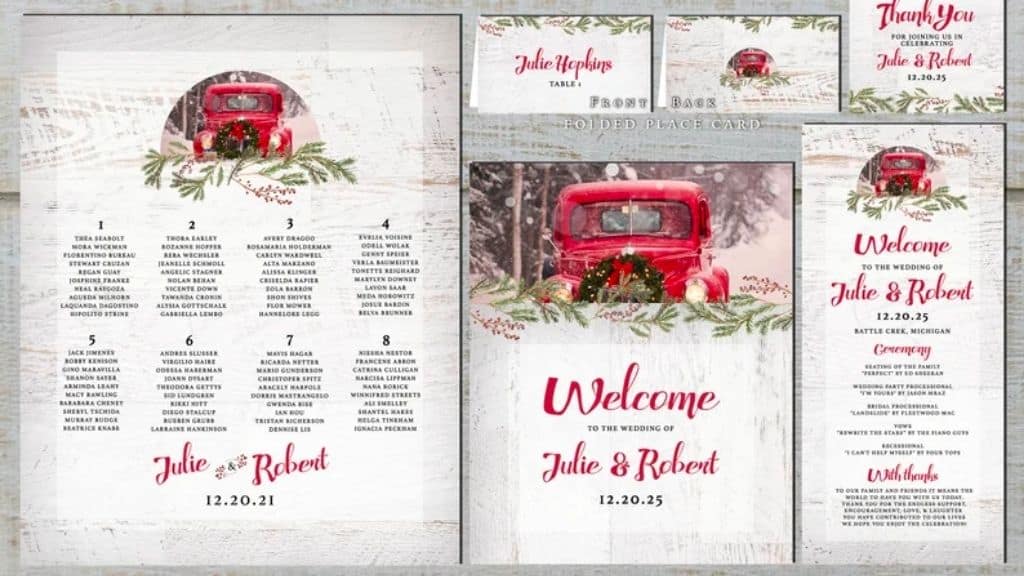Rustic Red Truck Wedding Invitation