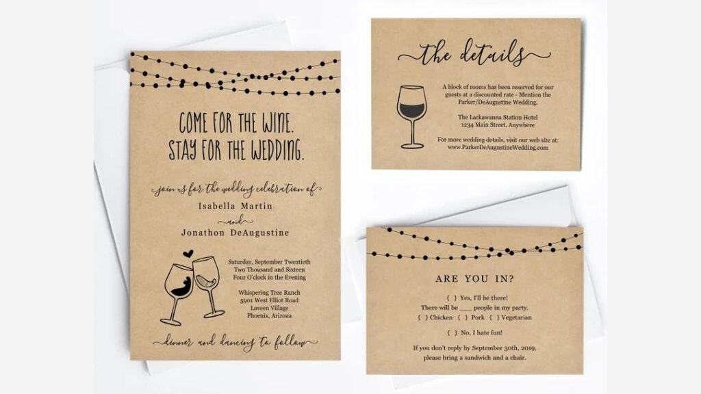 Funny Wine Wedding Invitation Template