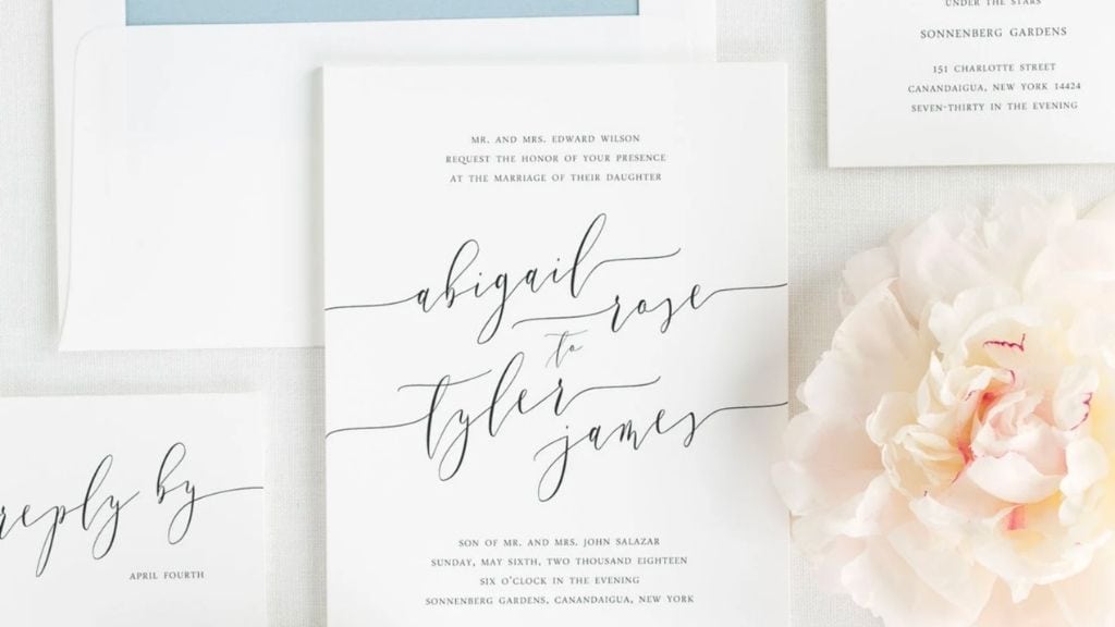 Romantic Calligraphy Wedding Invitations