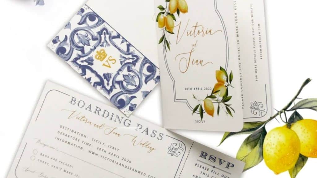 Sunny Italian Lemon Passport Wedding Invite