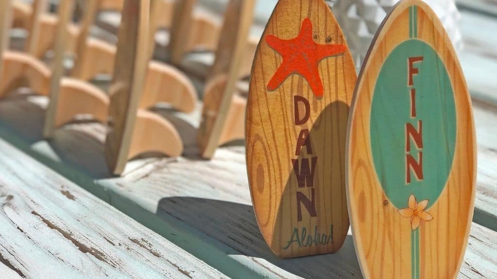Mini Wooden Surfboard Wedding Favor