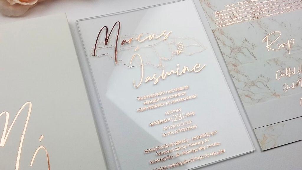 Elegance Rose Gold Foil Acrylic Wedding Invitation