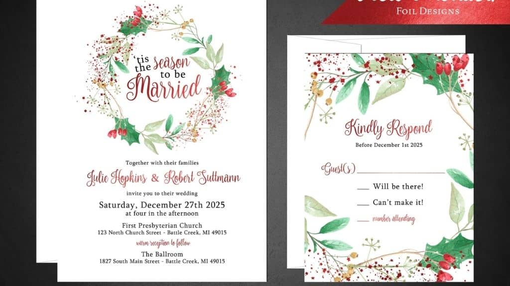 Luxury Customizable Christmas Wedding Invitation