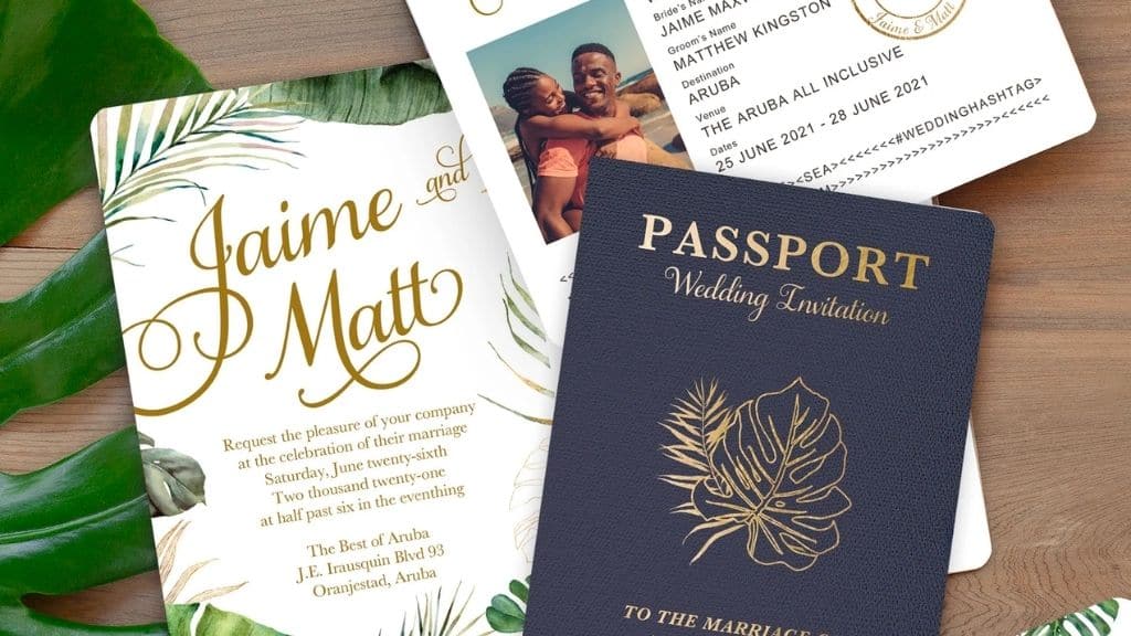 Tropical Beach Wedding Passport Invitation