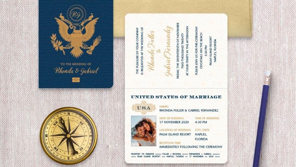 United States Passport Wedding Invitation