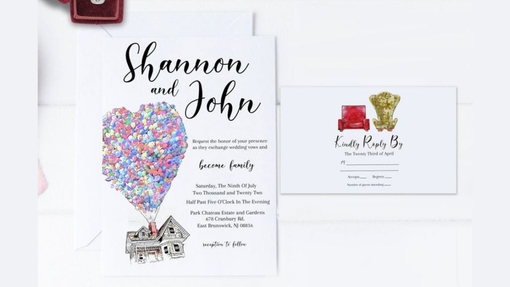 Up Inspired Printed Wedding Invitation Suite