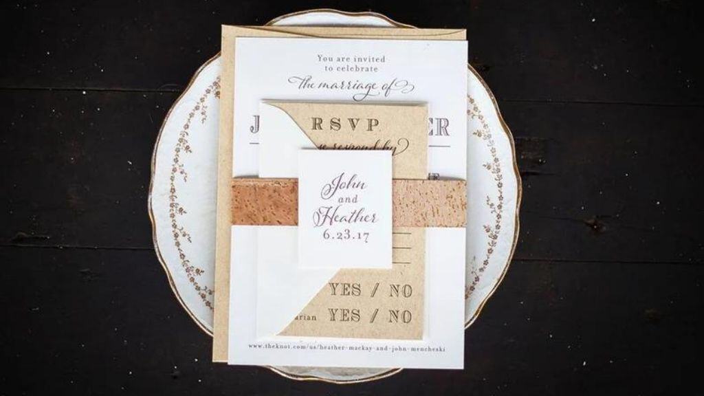 Vineyard Cork Belly Band Wedding Invitation