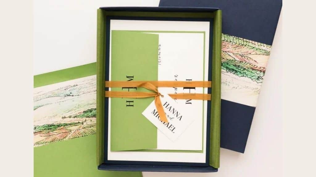 Vineyard Winery Box Wedding Invitation