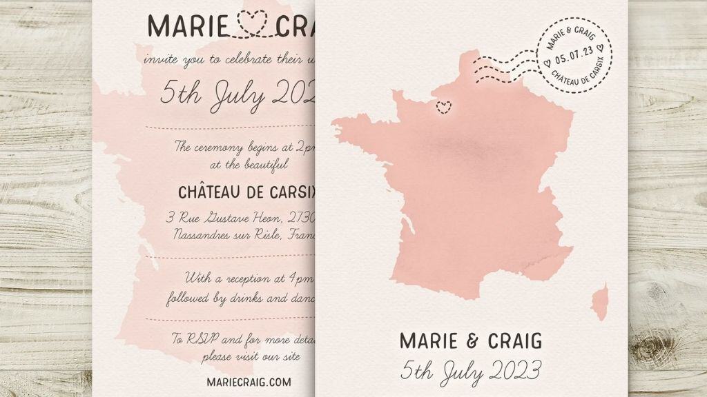 France Travel Theme Wedding Invitation