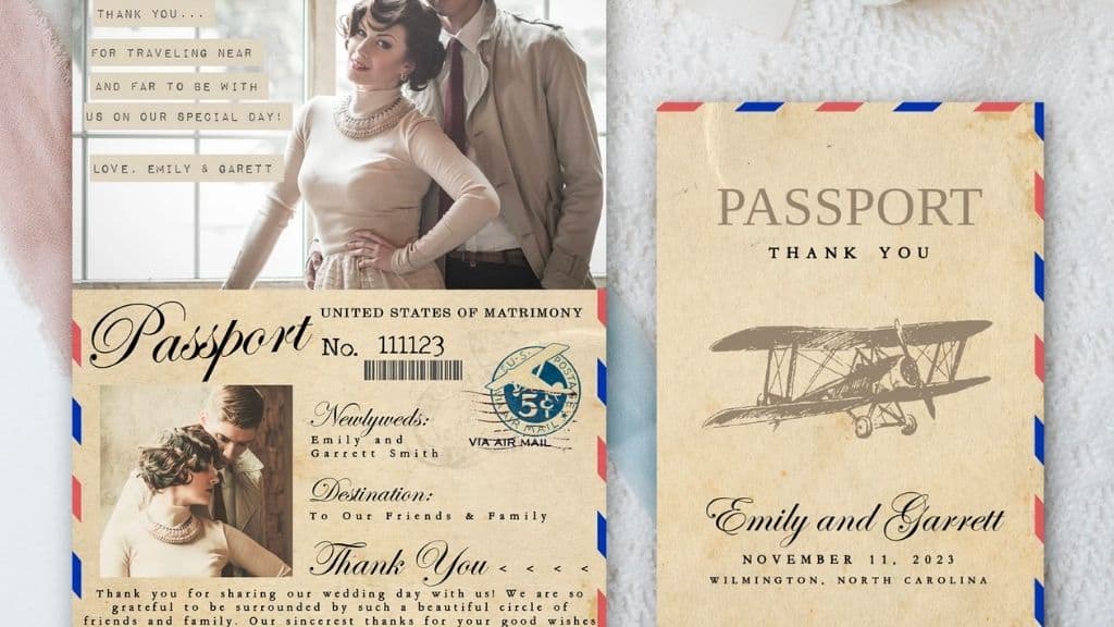 Vintage Boarding Pass Wedding Invitation