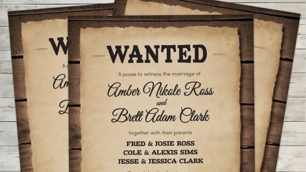 Wanted Country Wedding Invitation Template