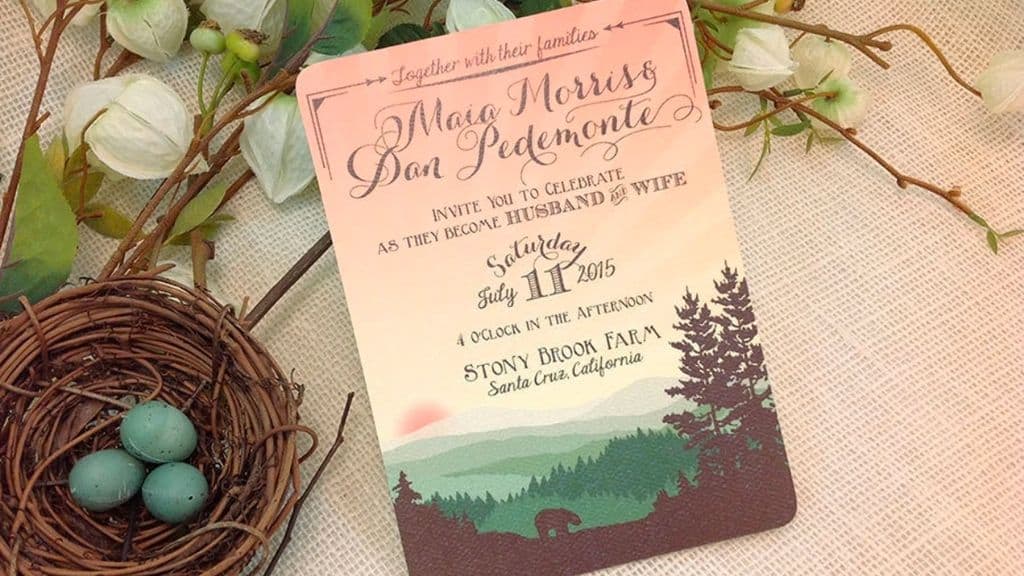 Whimsical Rolling Hills Bear Wedding Invitation