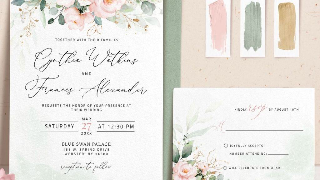 Pink Wedding Invitation Set