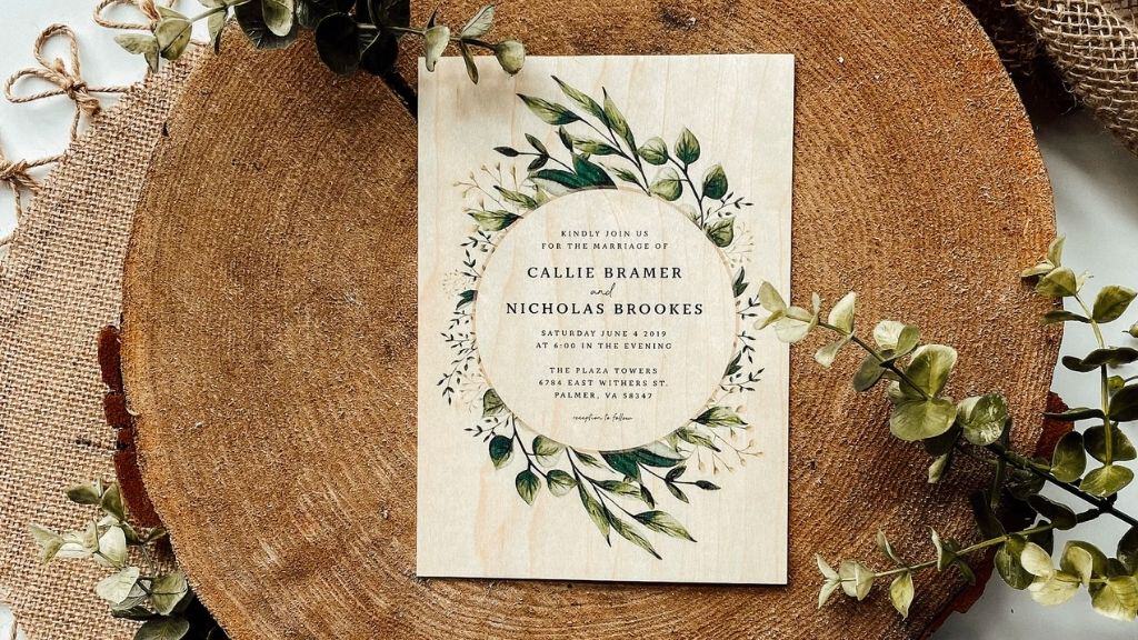 Wooden Wedding Invitation Sample