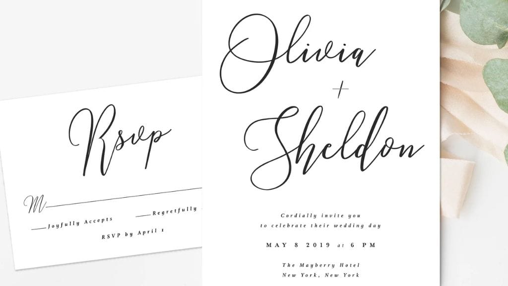 Messy Script Wedding Invitation Set