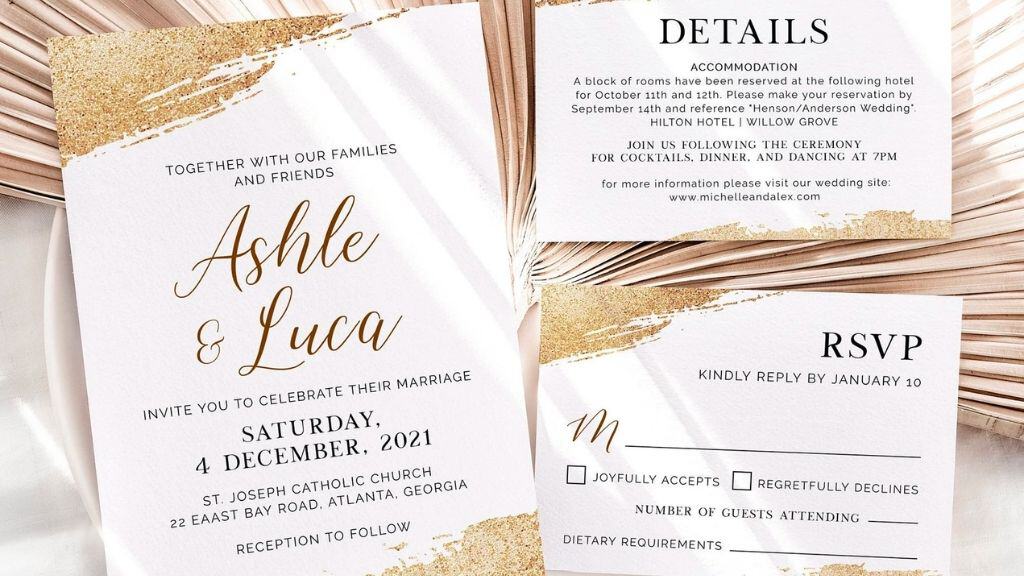 Gold Wedding Invitation Set