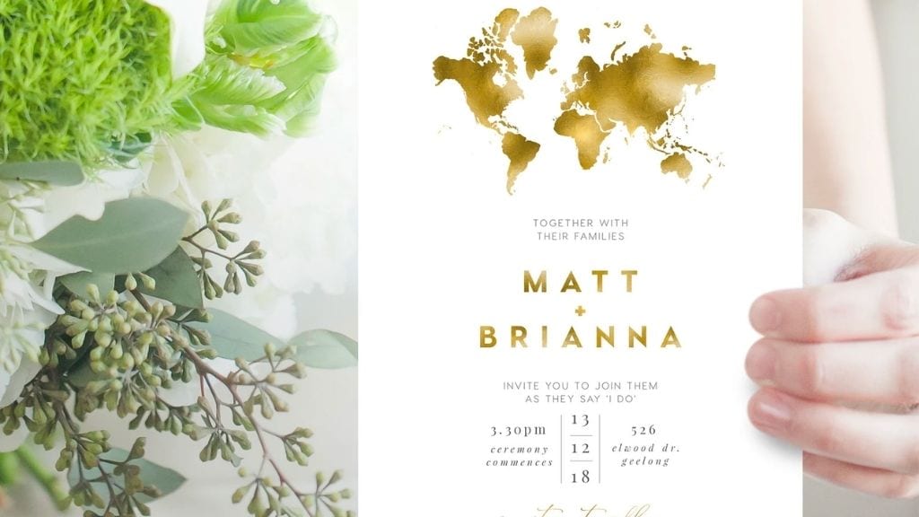 White & Gold Wedding Invitation Card